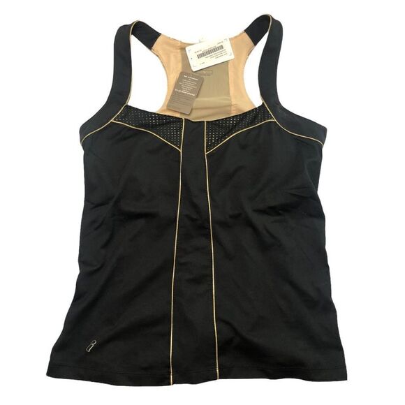 Tail Activewear Racerback Tank Black/Gold Piping/ Bra  Size Small New With Tag - Picture 2 of 12